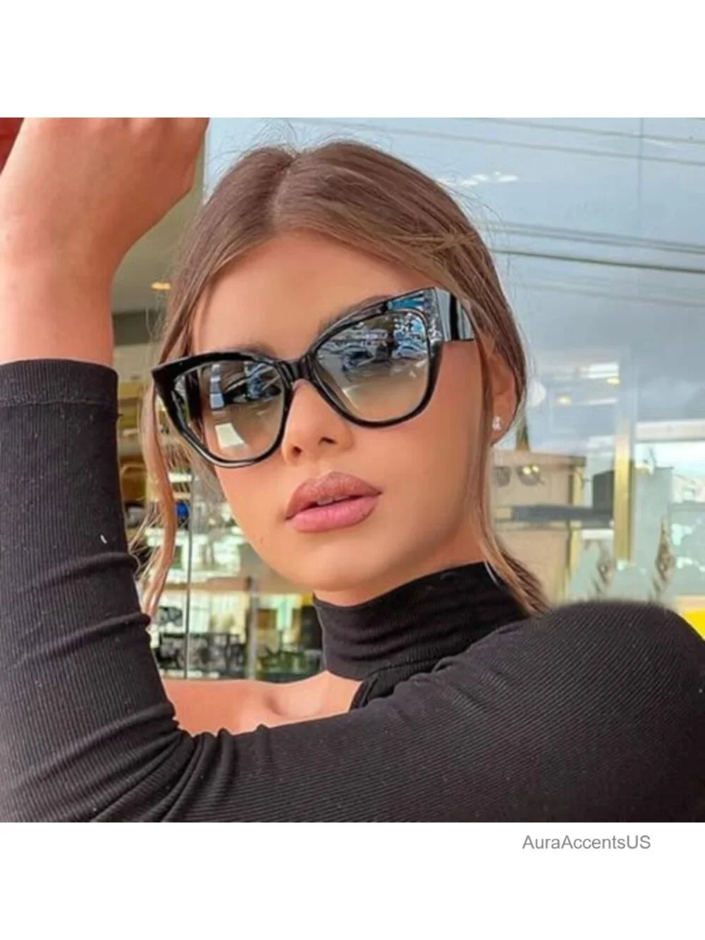 Oversized Cat Eye Sunglasses UV400 Full-Frame Retro Women's Big Shades